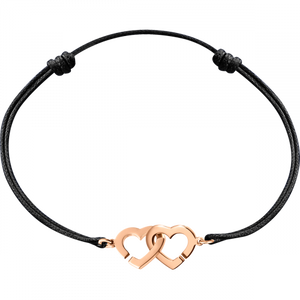 Bracelet sur cordon Double Cœurs R9 or rose