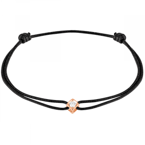 Bracelet sur cordon Le Cube Diamant or rose et diamant