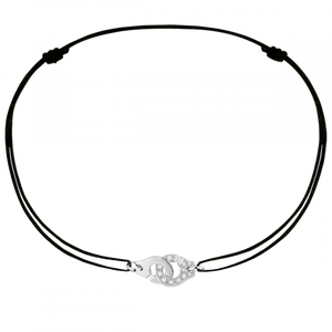 Bracelet sur cordon Menottes R8 or blanc 1/2 DIAMANTS